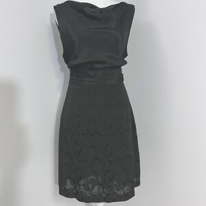 MSSP Black Lace Metallic Dress Sleeveless Party Cocktail Elegant Size L Witchy